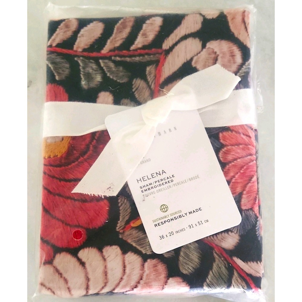 1-NWT Pottery Barn Helena Embroidered Percale King Sham Floral Multicolor Cotton